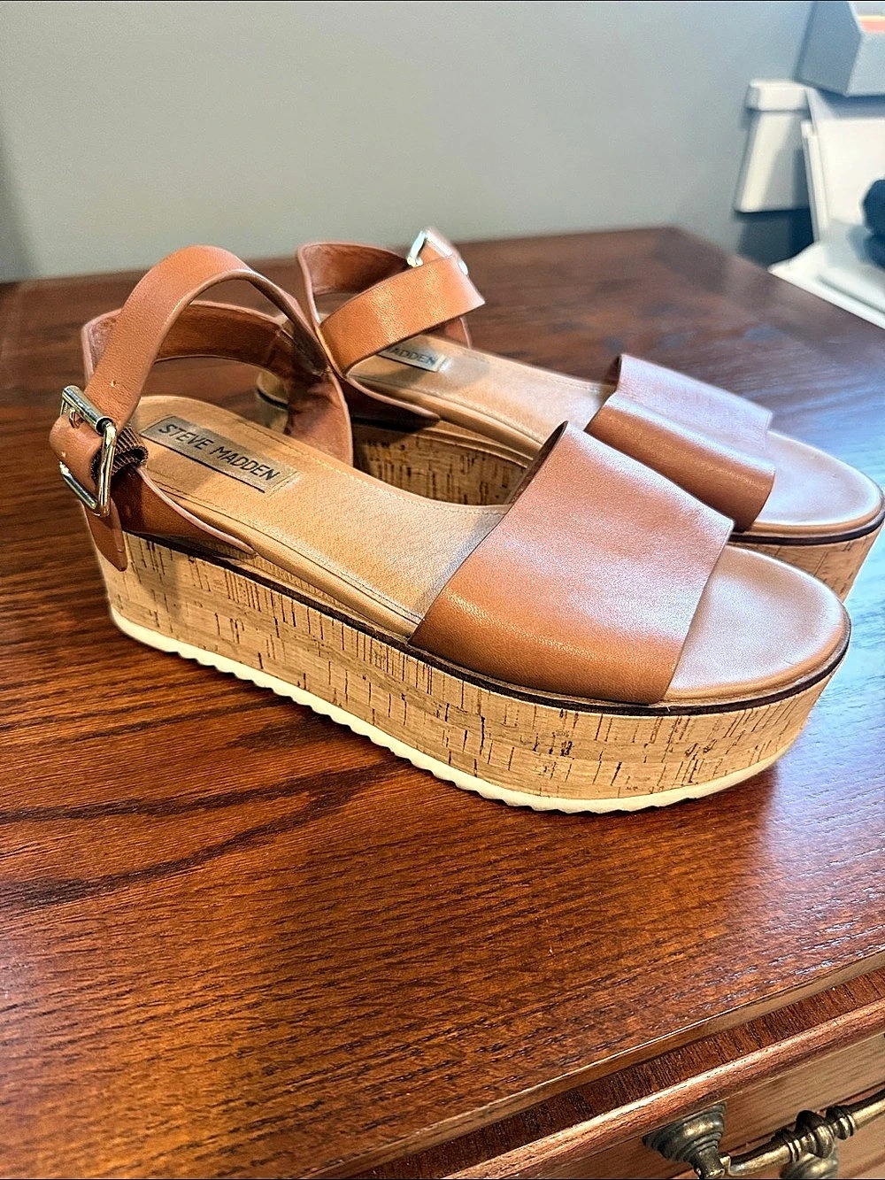 Steve Madden Brown Platform Wedge Sandals